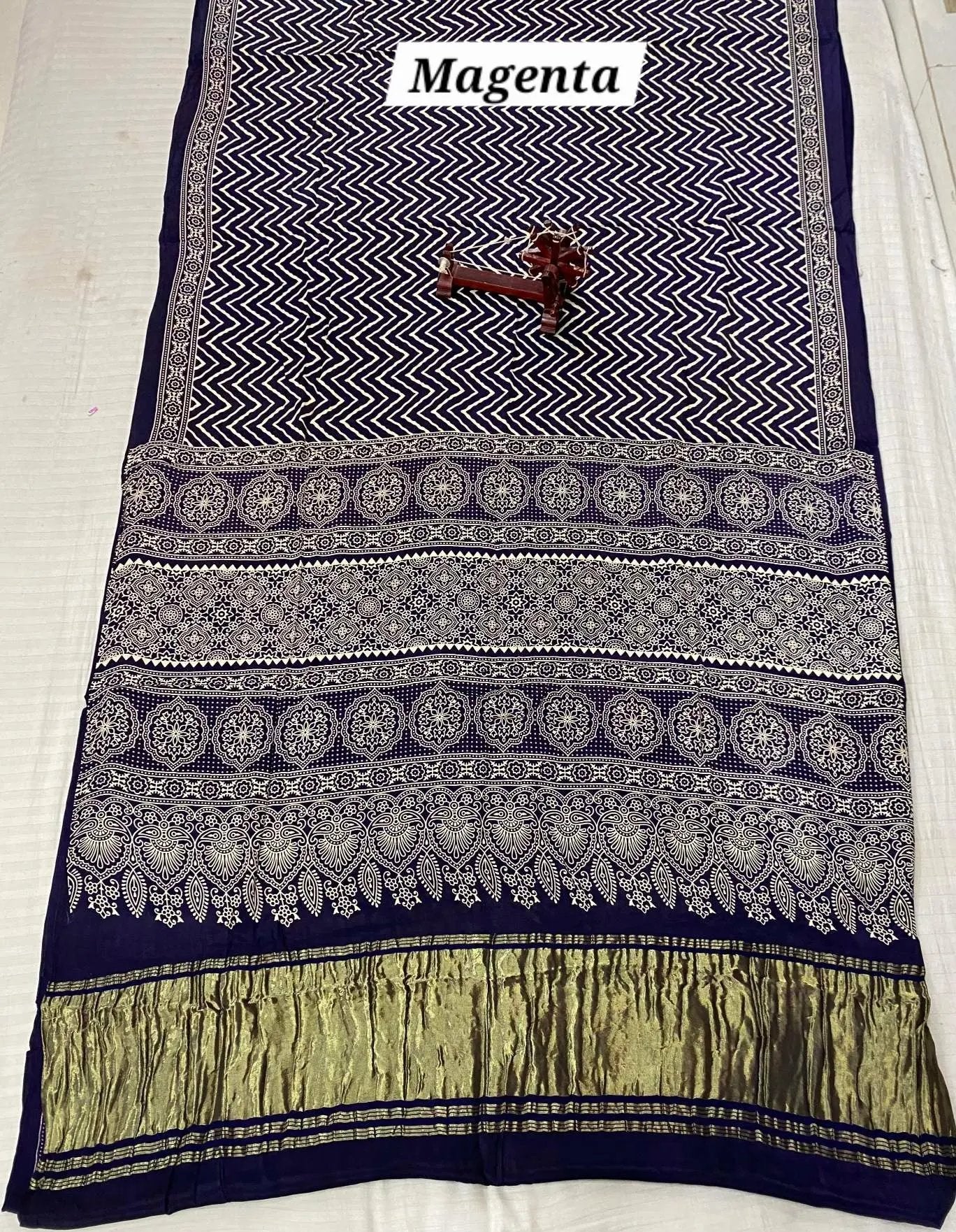 Laheriya Ajarakh Tissue Modal Silk Saree RAKHIYO