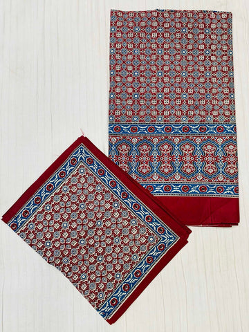 Maroon Ajarakh Print Double-Bedsheet RAKHIYO