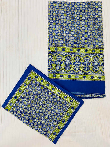 Indigo Ajarakh Print Double-Bedsheet RAKHIYO