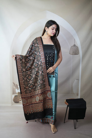 Light Blue Mashroo Mirror Yock Suit Material