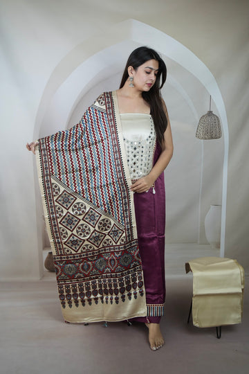 Magenta Mashroo Mirror Yock Suit Material