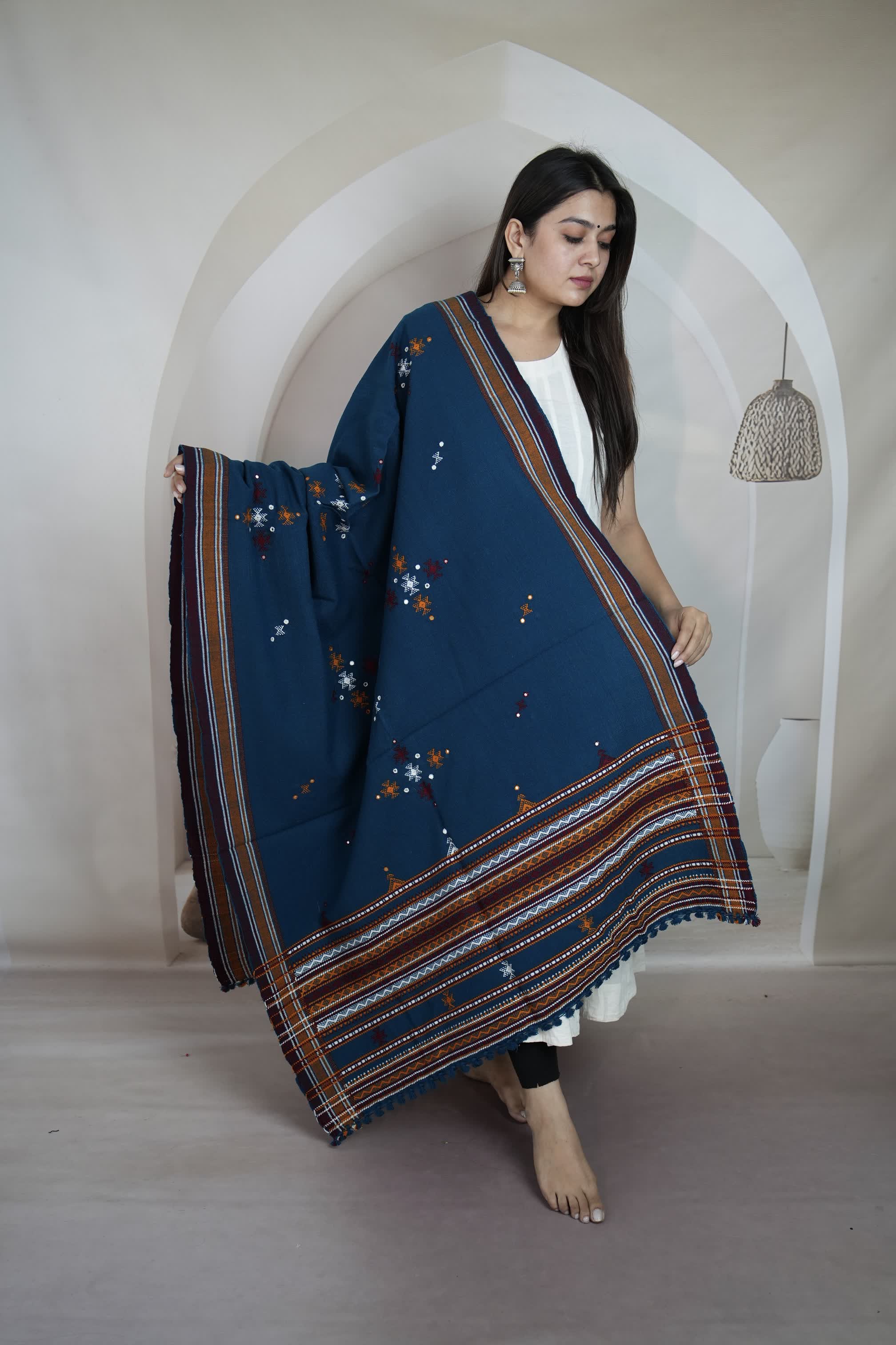 Sea Green Chomakh Handwoven Woolen Shawl