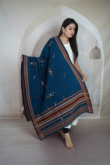 Sea Green Chomakh Handwoven Woolen Shawl