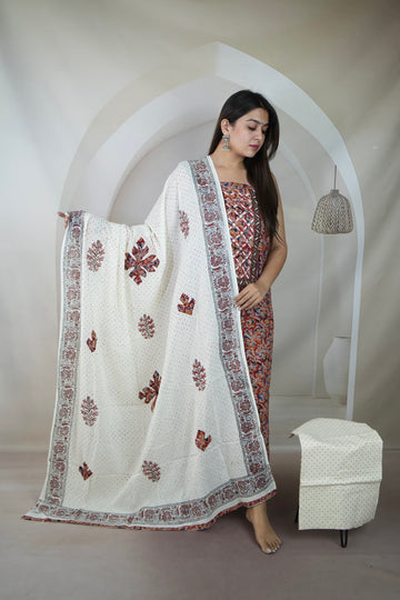 Applique Work Kalamkari Cotton Suit Material