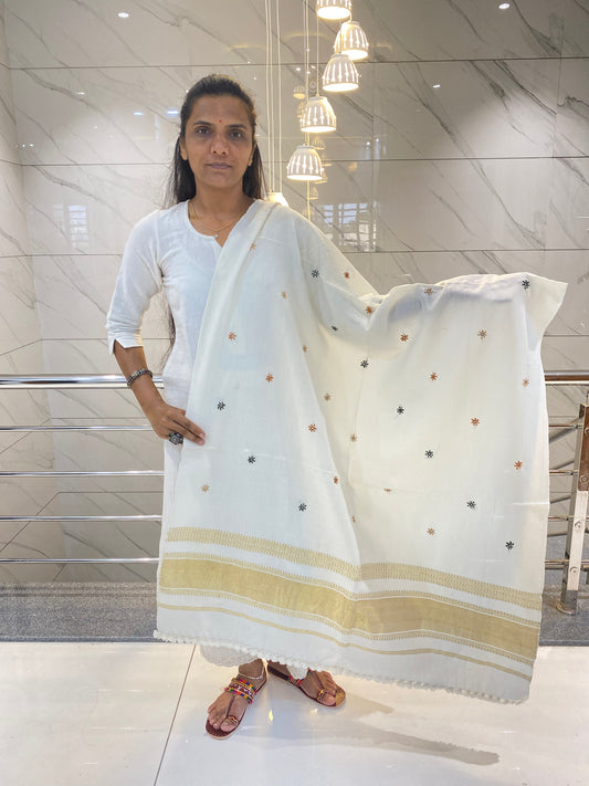 Jari Abhala Bhujodi Woolen Shawl