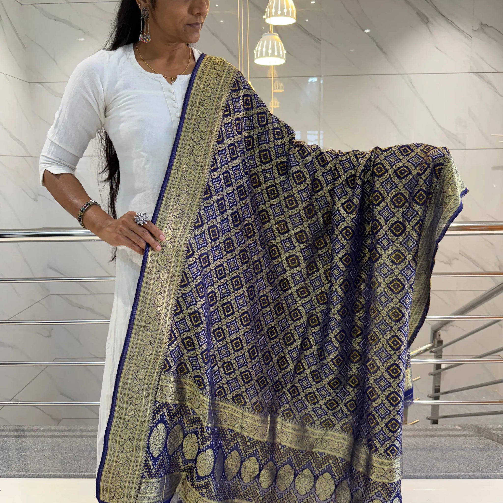 Purple Banarasi-Bandhani Georgett Dupatta RAKHIYO