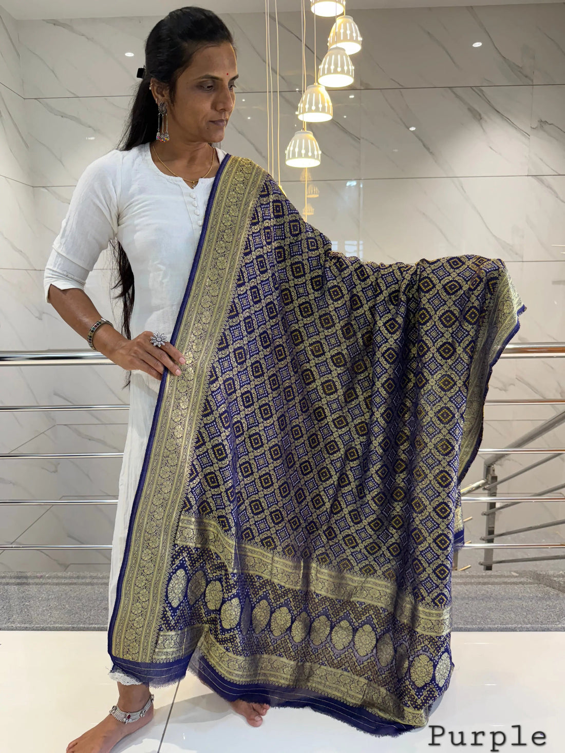 Purple Banarasi-Bandhani Georgett Dupatta RAKHIYO