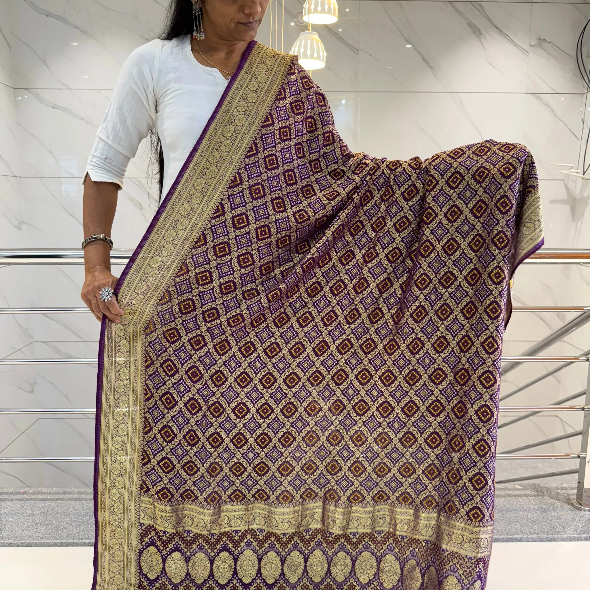 Magenta Banarasi-Bandhani Georgett Dupatta RAKHIYO
