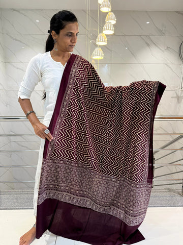 Coffee Ajarakh-Laheriya Soft Cotton Dupatta RAKHIYO