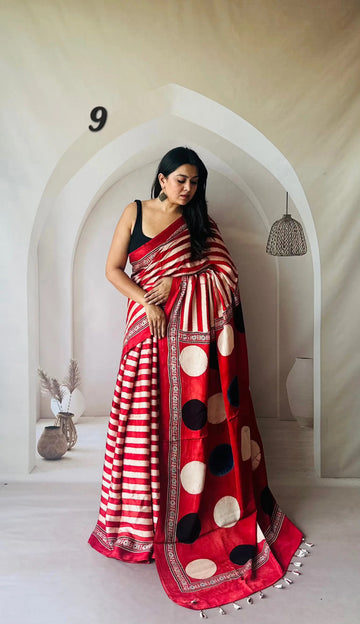 Contemporary Ajarakh Modal Saree RAKHIYO