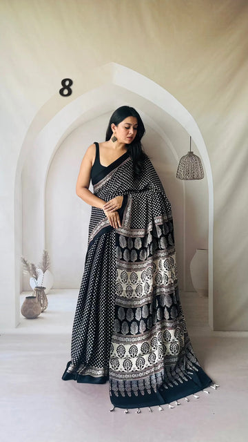 Contemporary Ajarakh Modal Saree RAKHIYO