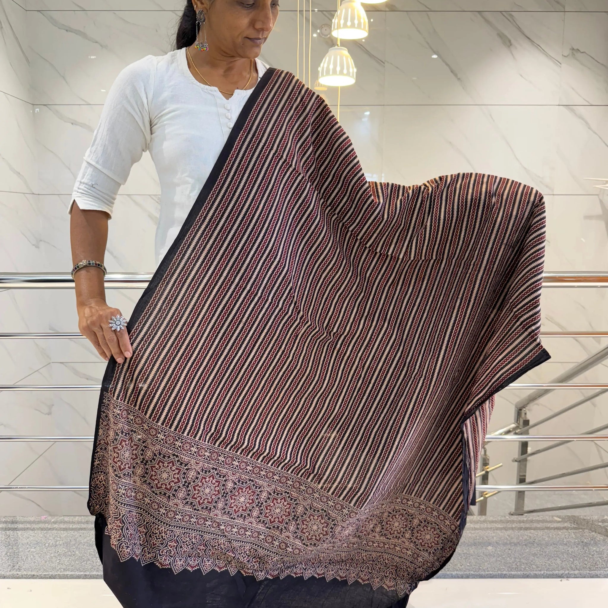 Black Ajarakh Cotton Dupatta RAKHIYO
