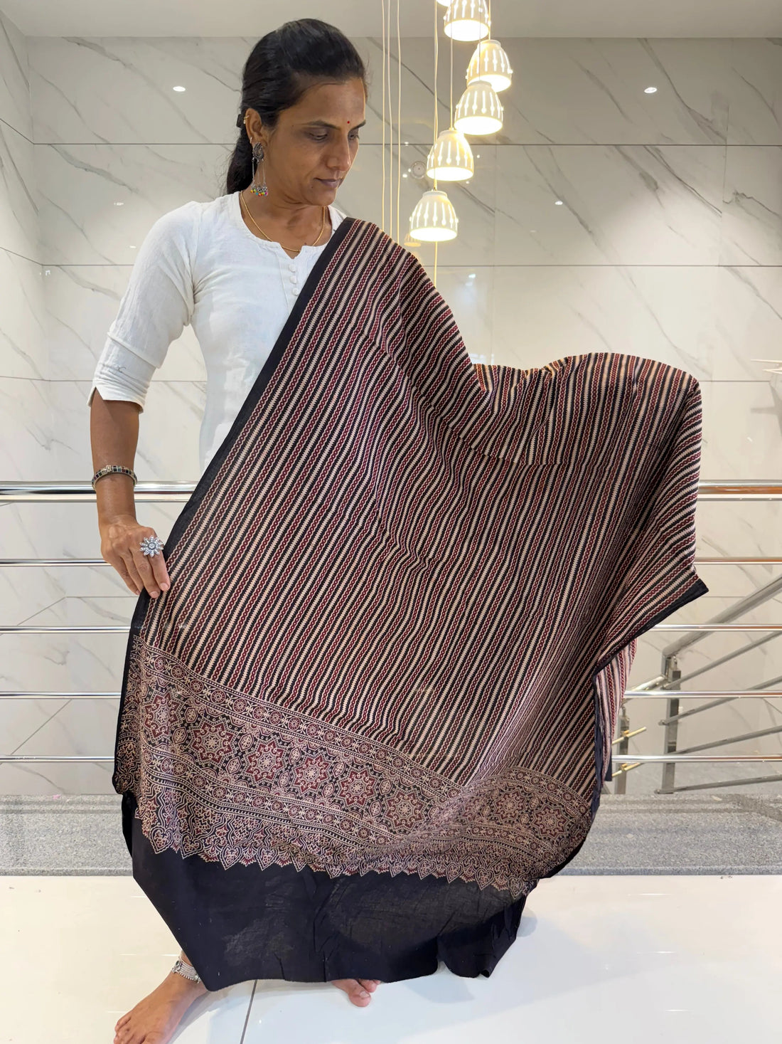 Black Ajarakh Cotton Dupatta RAKHIYO
