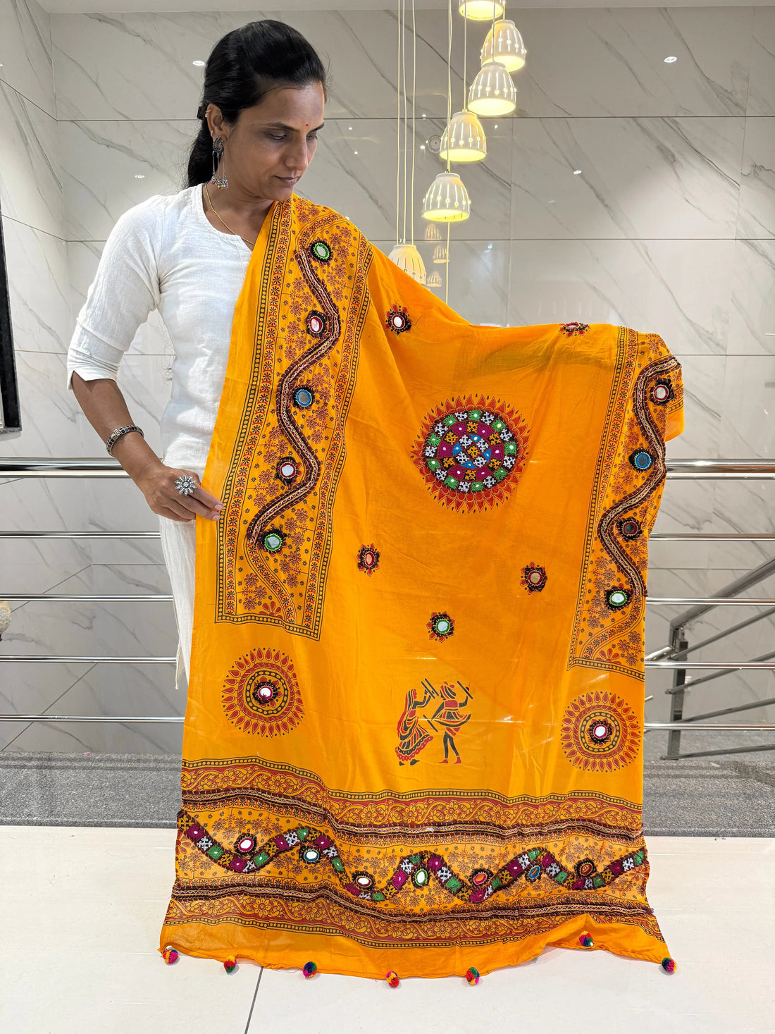 Mustard Kutchhi Bavariya Cotton Dupatta RAKHIYO
