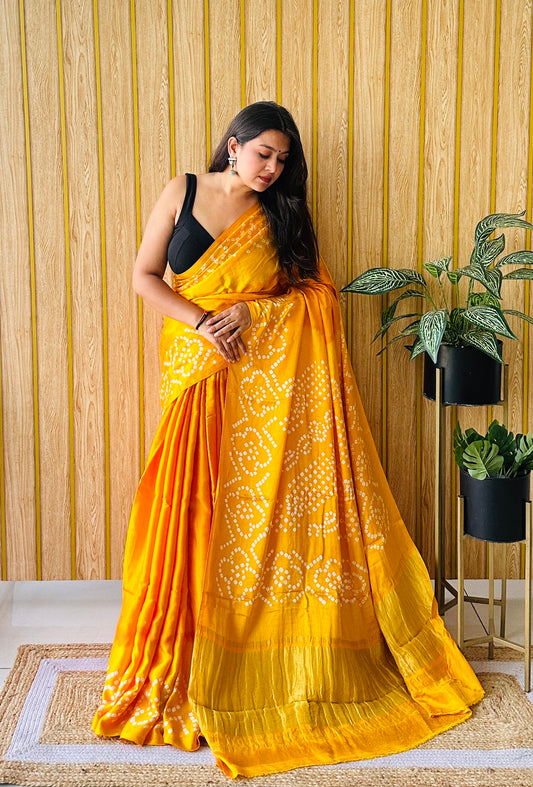 Bandhani Gaada Modal Silk Saree