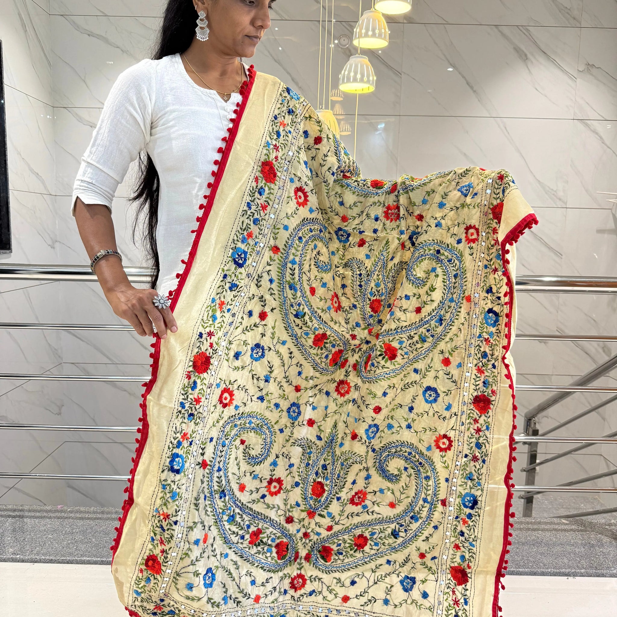 Fulkari Embroidered Chanderi Dupatta RAKHIYO