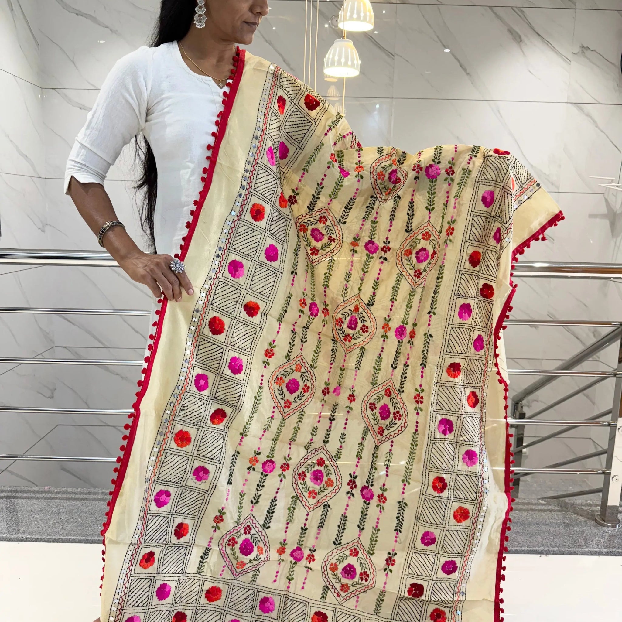 Fulkari Embroidered Chanderi Dupatta RAKHIYO