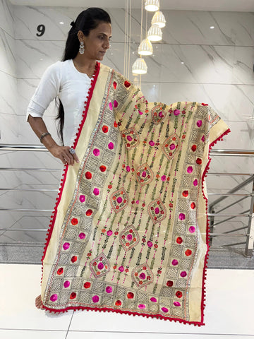 Fulkari Embroidered Chanderi Dupatta RAKHIYO
