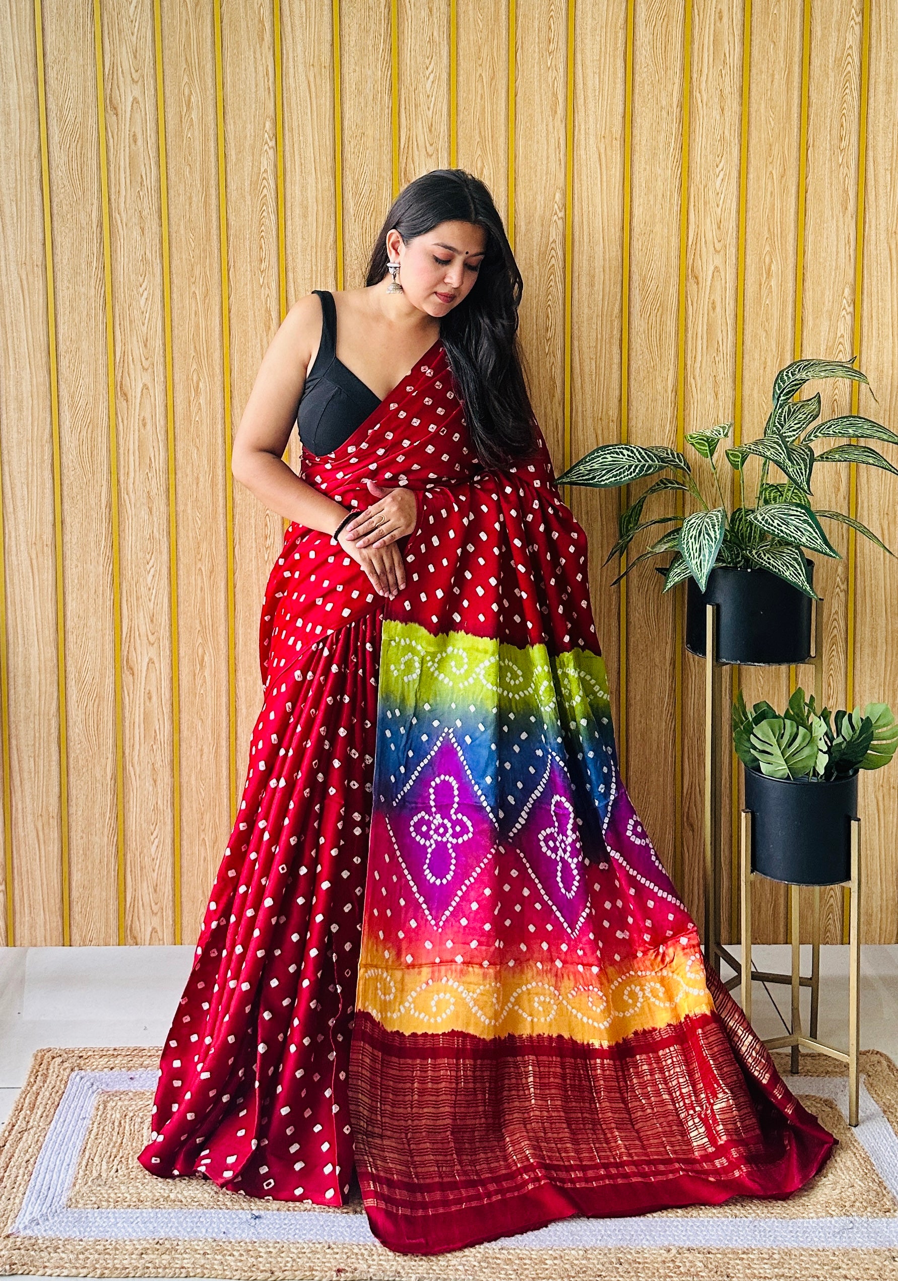 Multy Palla Bandhani Modal Saree