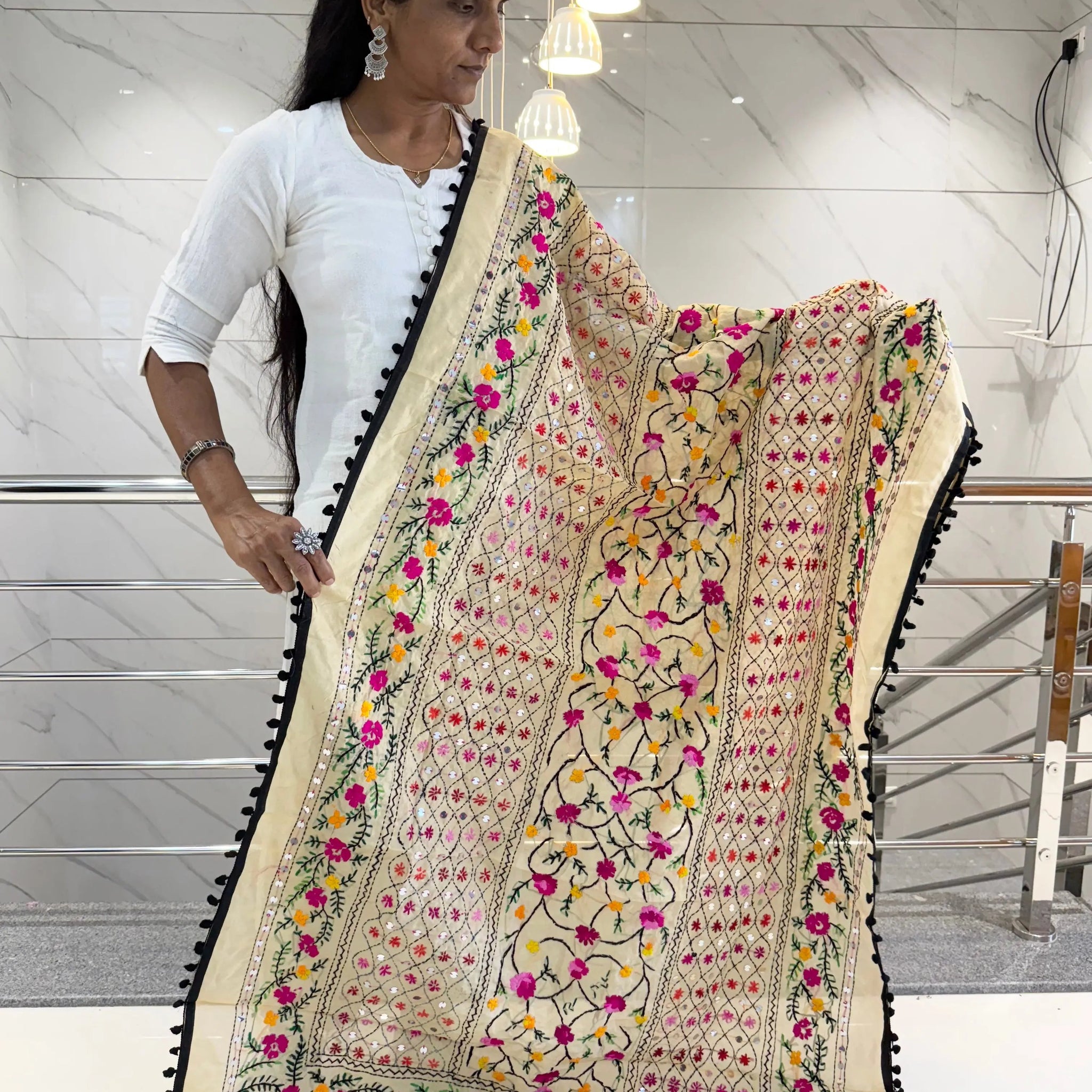 Fulkari Embroidered Chanderi Dupatta RAKHIYO