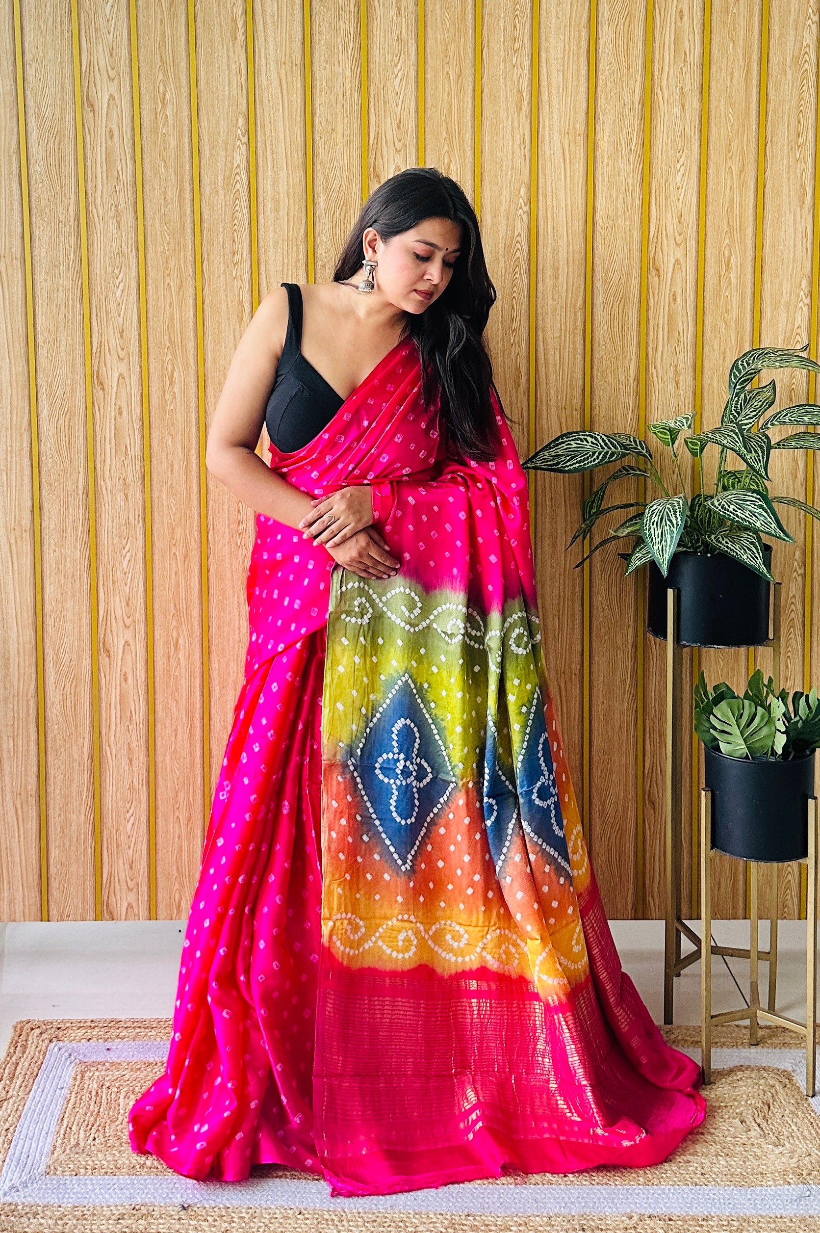 Multy Palla Bandhani Modal Saree