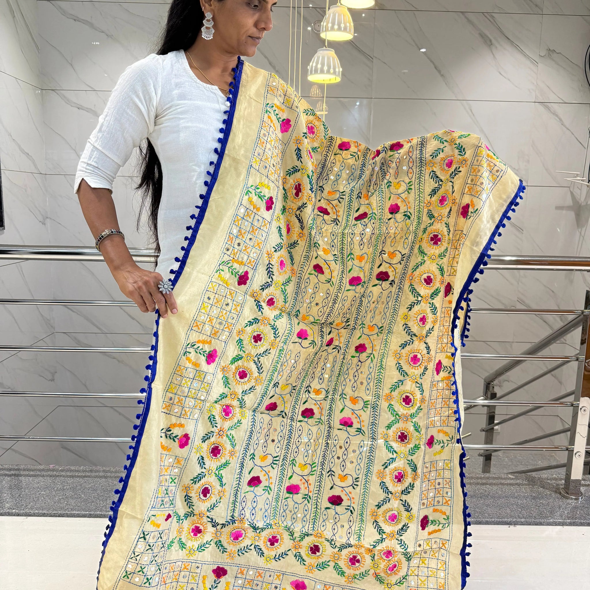 Fulkari Embroidered Chanderi Dupatta RAKHIYO