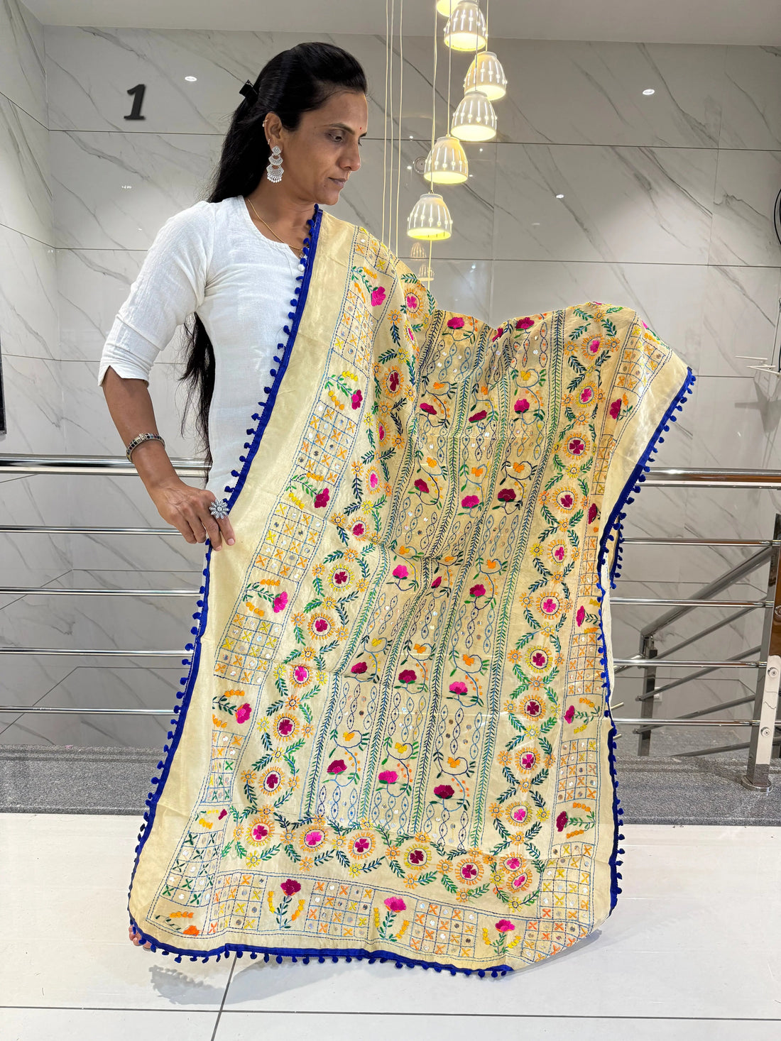 Fulkari Embroidered Chanderi Dupatta RAKHIYO