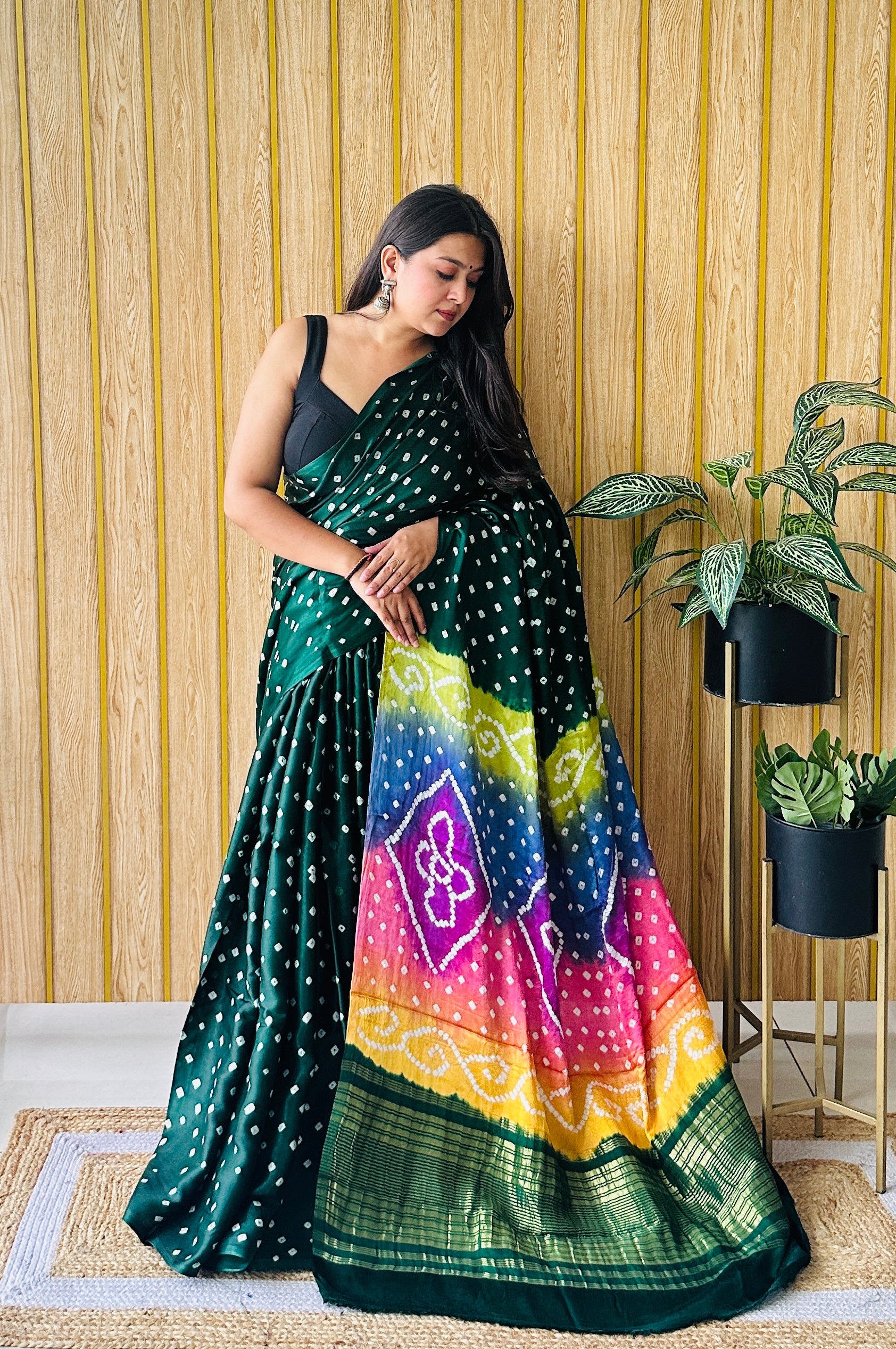 Multy Palla Bandhani Modal Saree