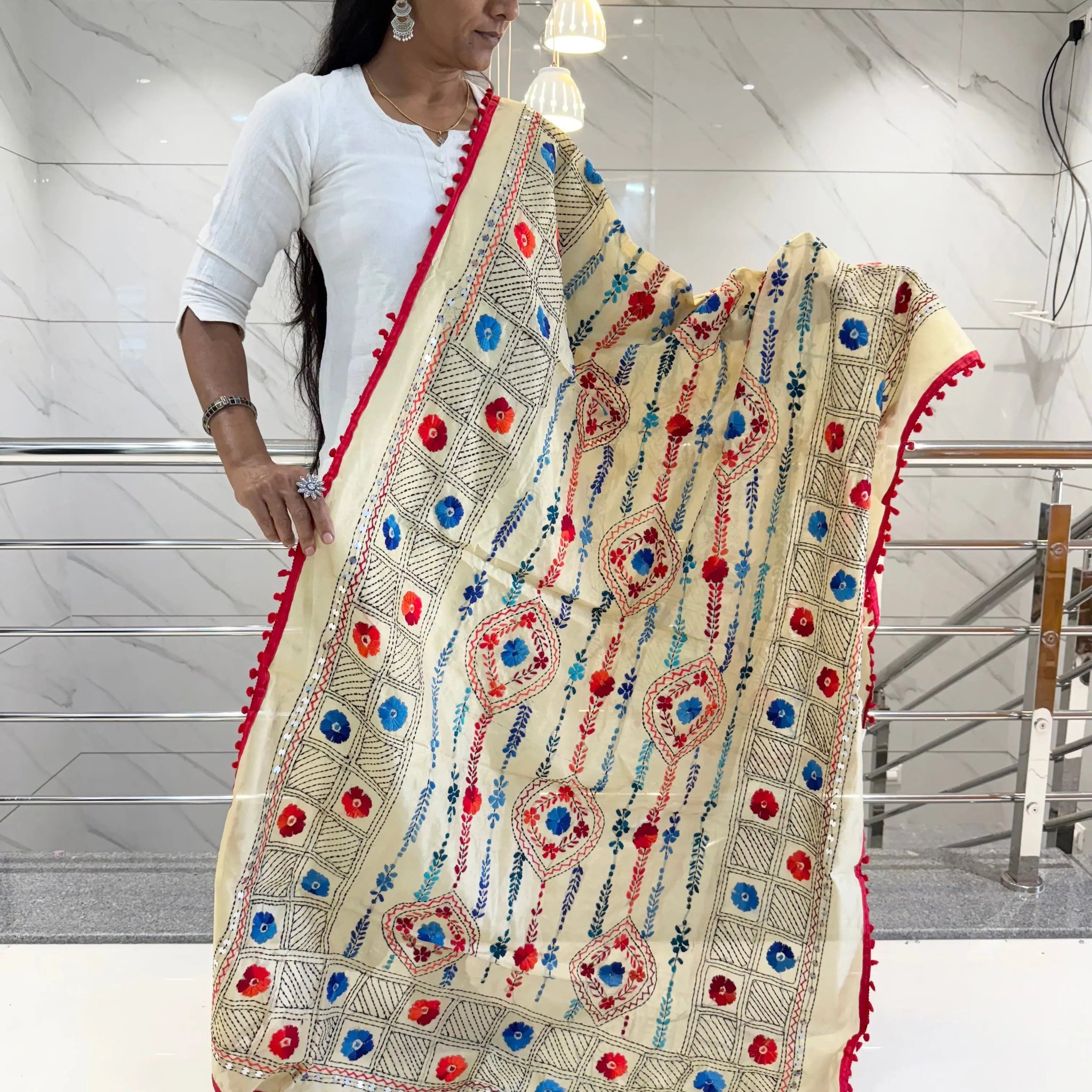 Fulkari Embroidered Chanderi Dupatta RAKHIYO