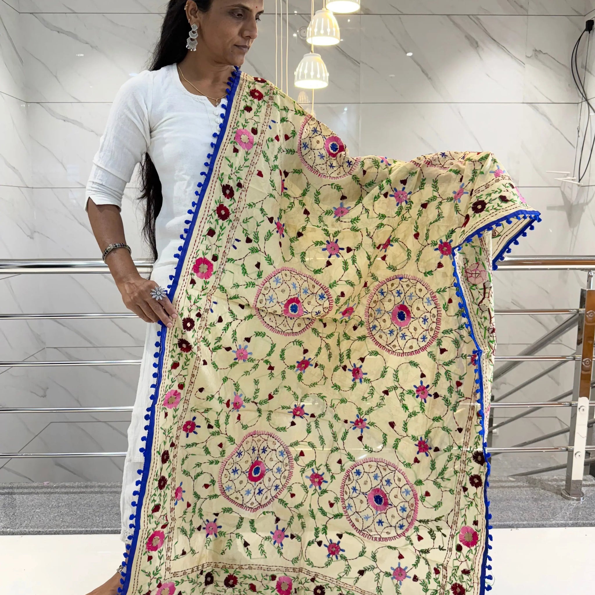 Fulkari Embroidered Chanderi Dupatta RAKHIYO