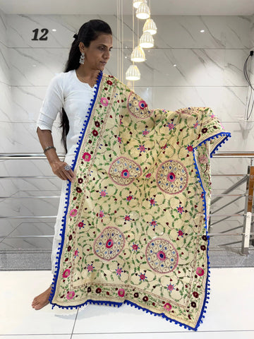 Fulkari Embroidered Chanderi Dupatta RAKHIYO