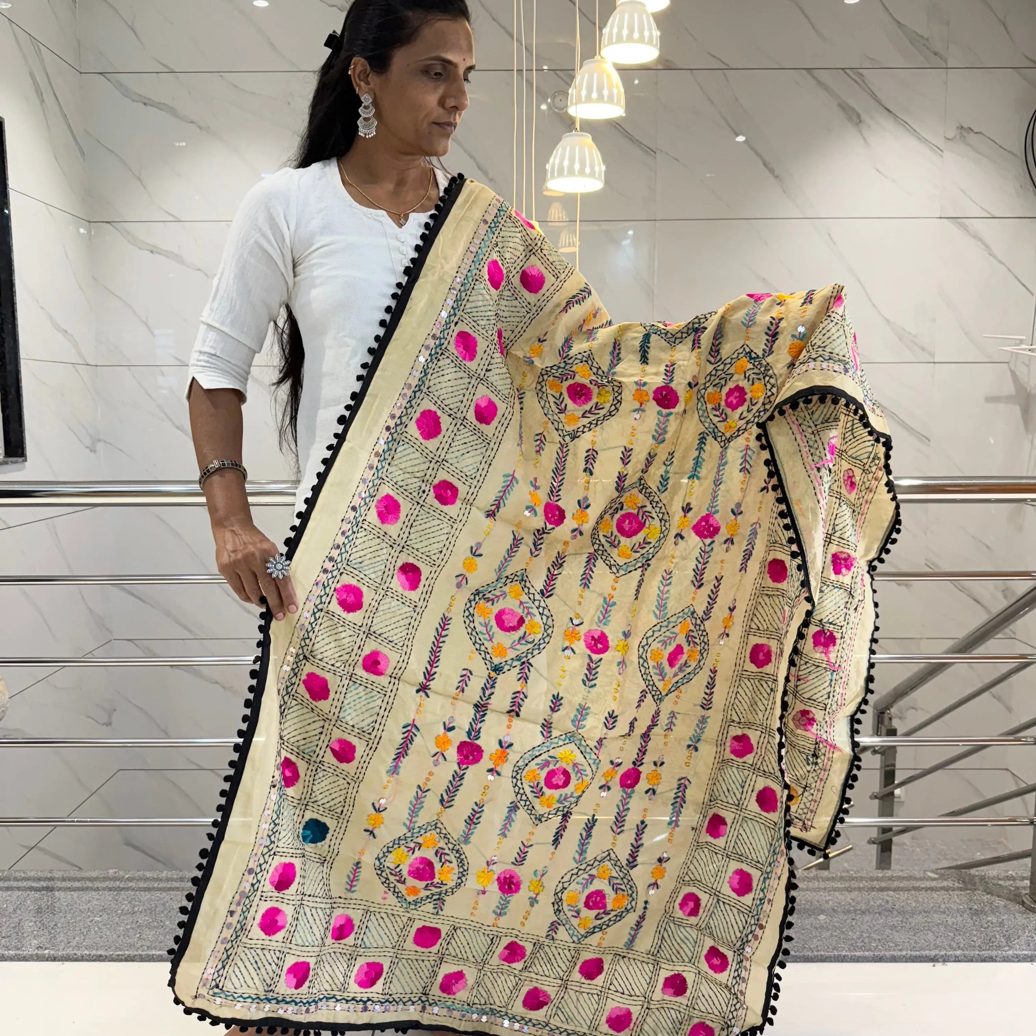 Fulkari Embroidered Chanderi Dupatta RAKHIYO