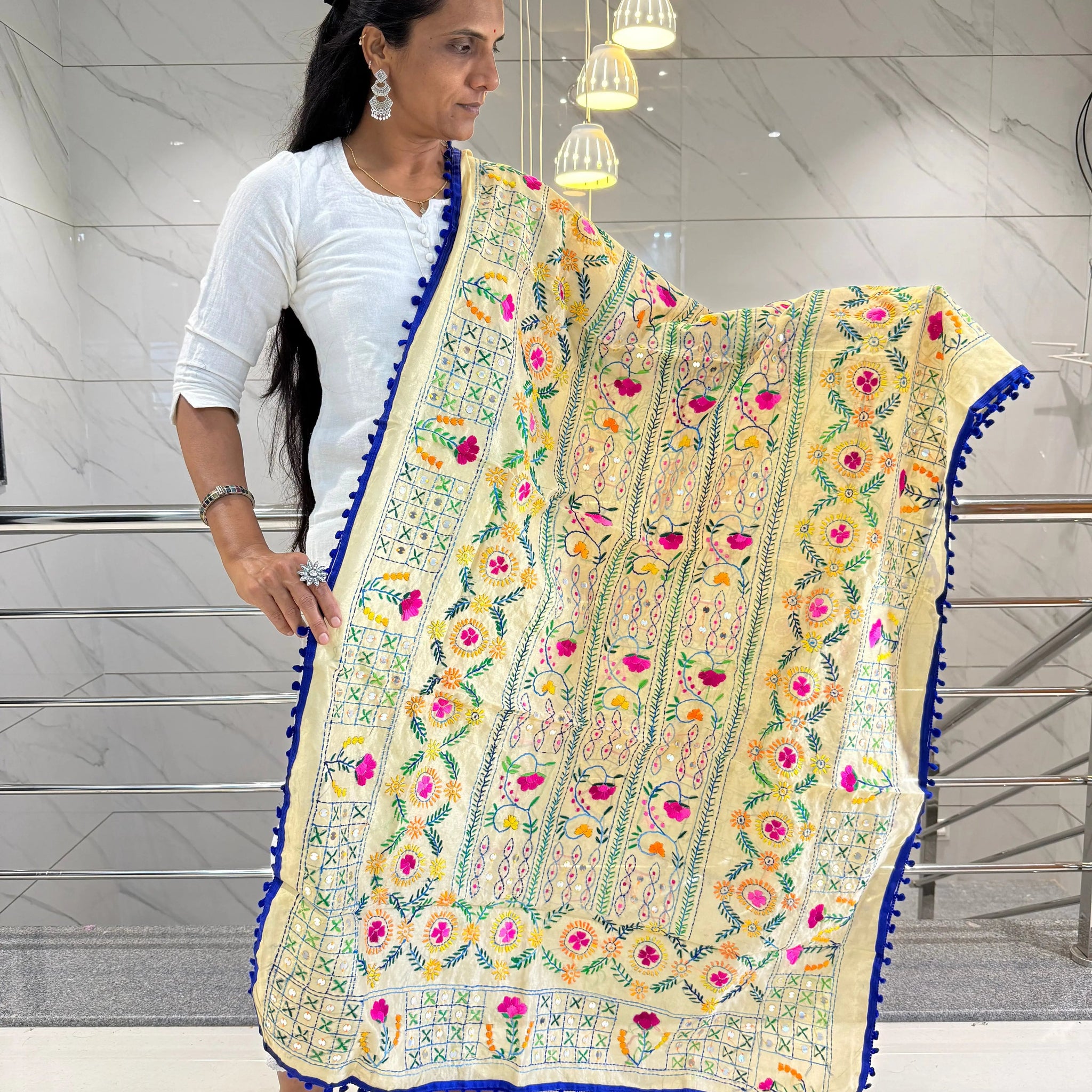 Fulkari Embroidered Chanderi Dupatta RAKHIYO