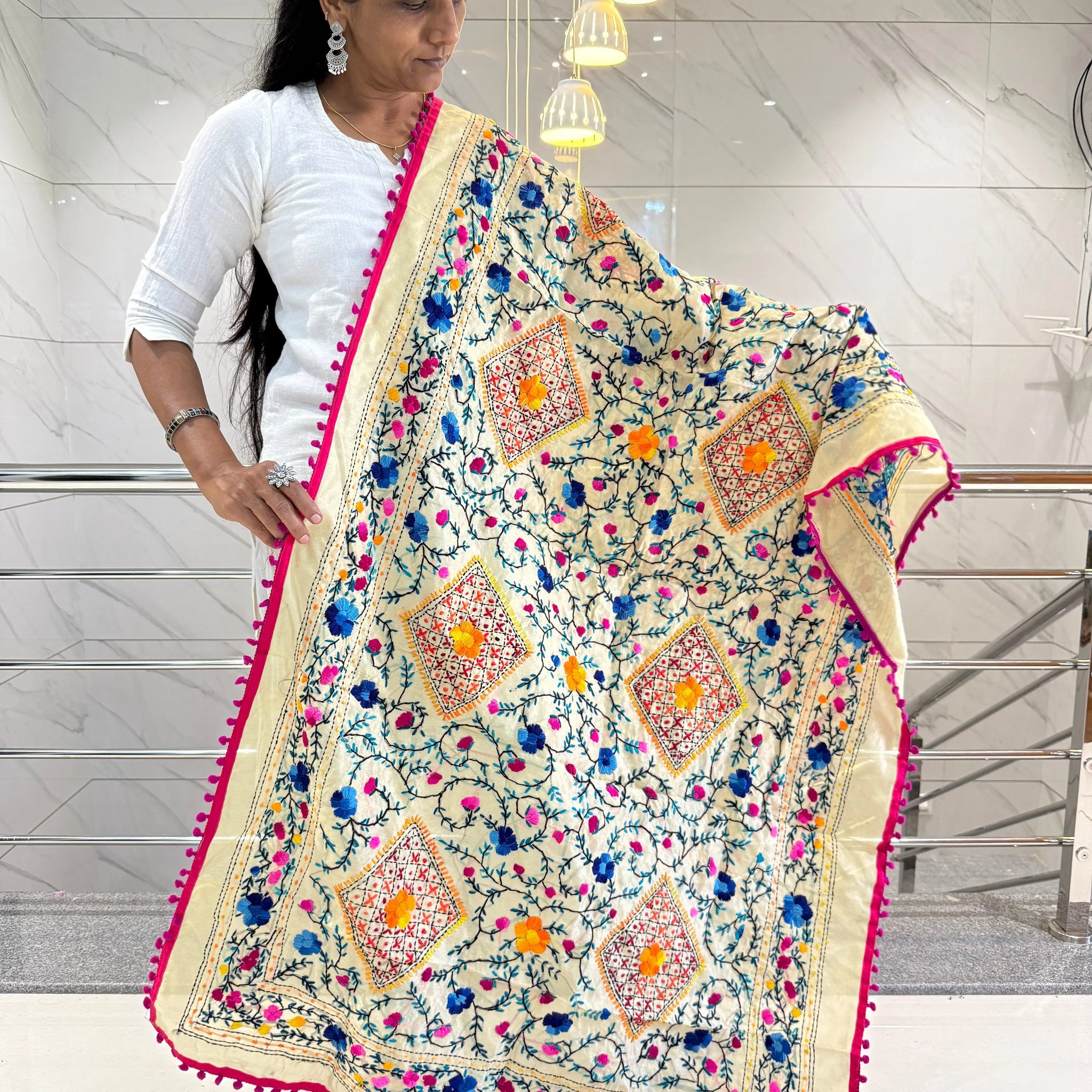 Fulkari Embroidered Chanderi Dupatta RAKHIYO