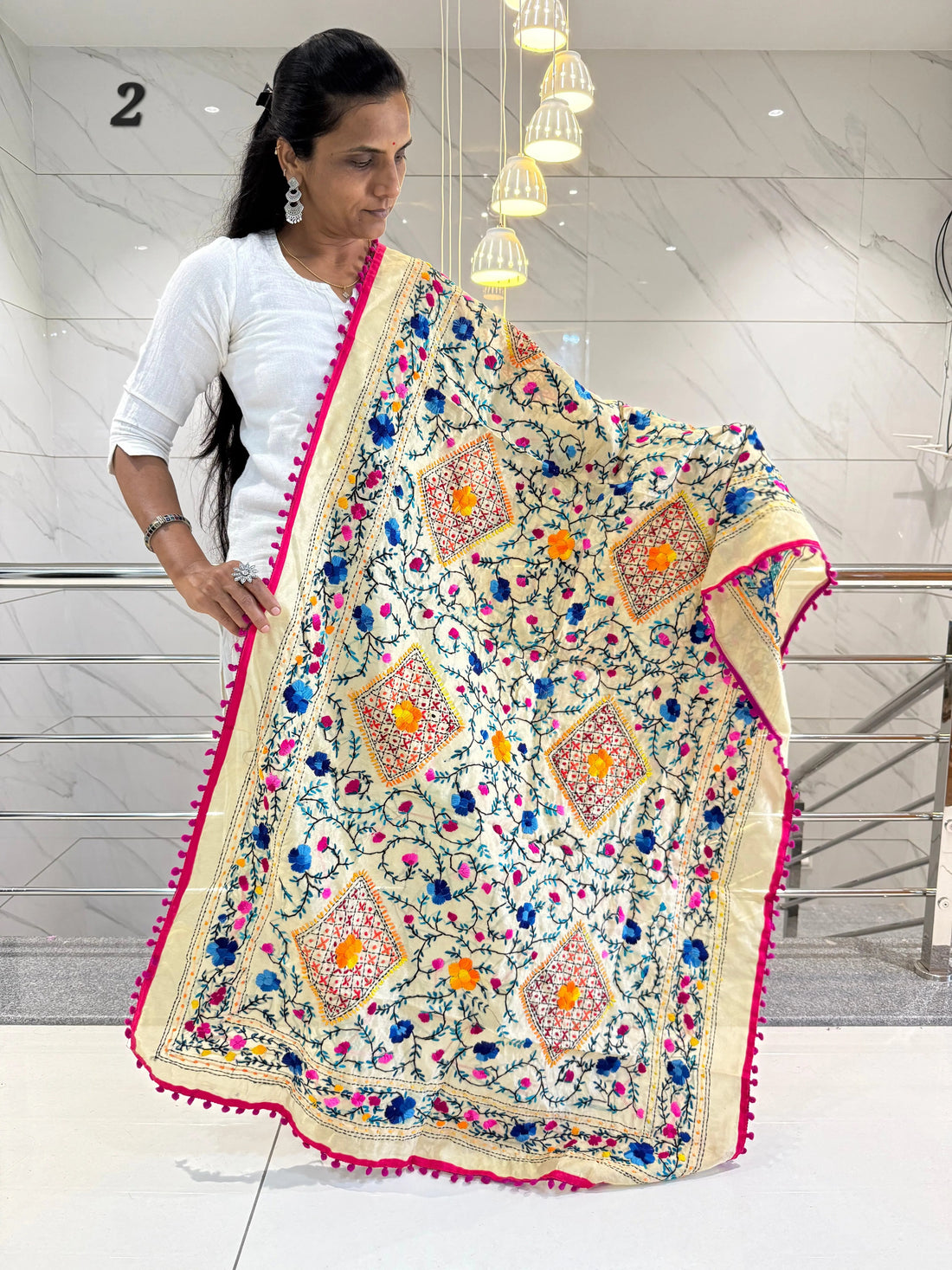 Fulkari Embroidered Chanderi Dupatta RAKHIYO
