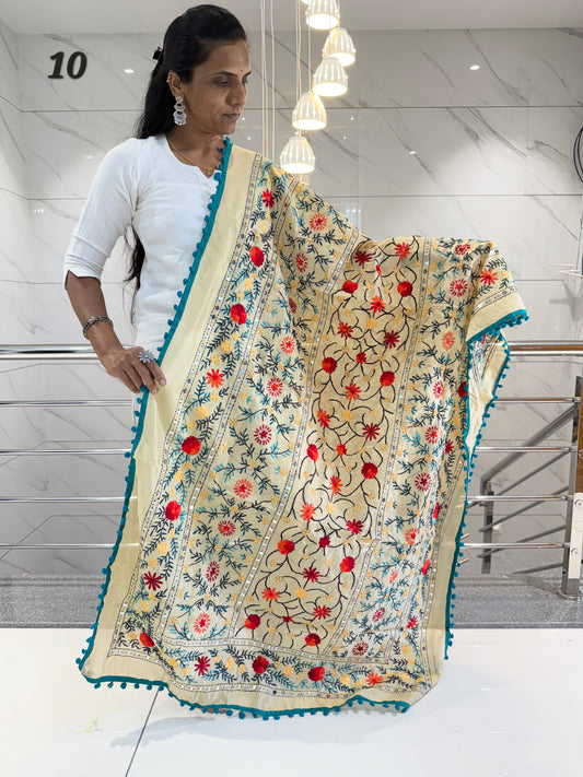 Fulkari Embroidered Chanderi Dupatta
