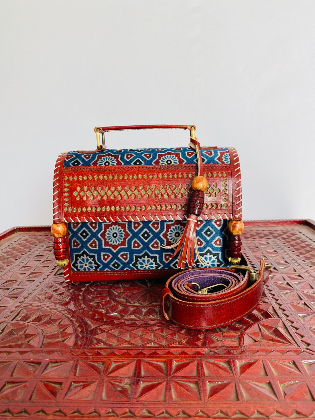 Indigo & Brown Punching Ajarakh Hut - The Sling