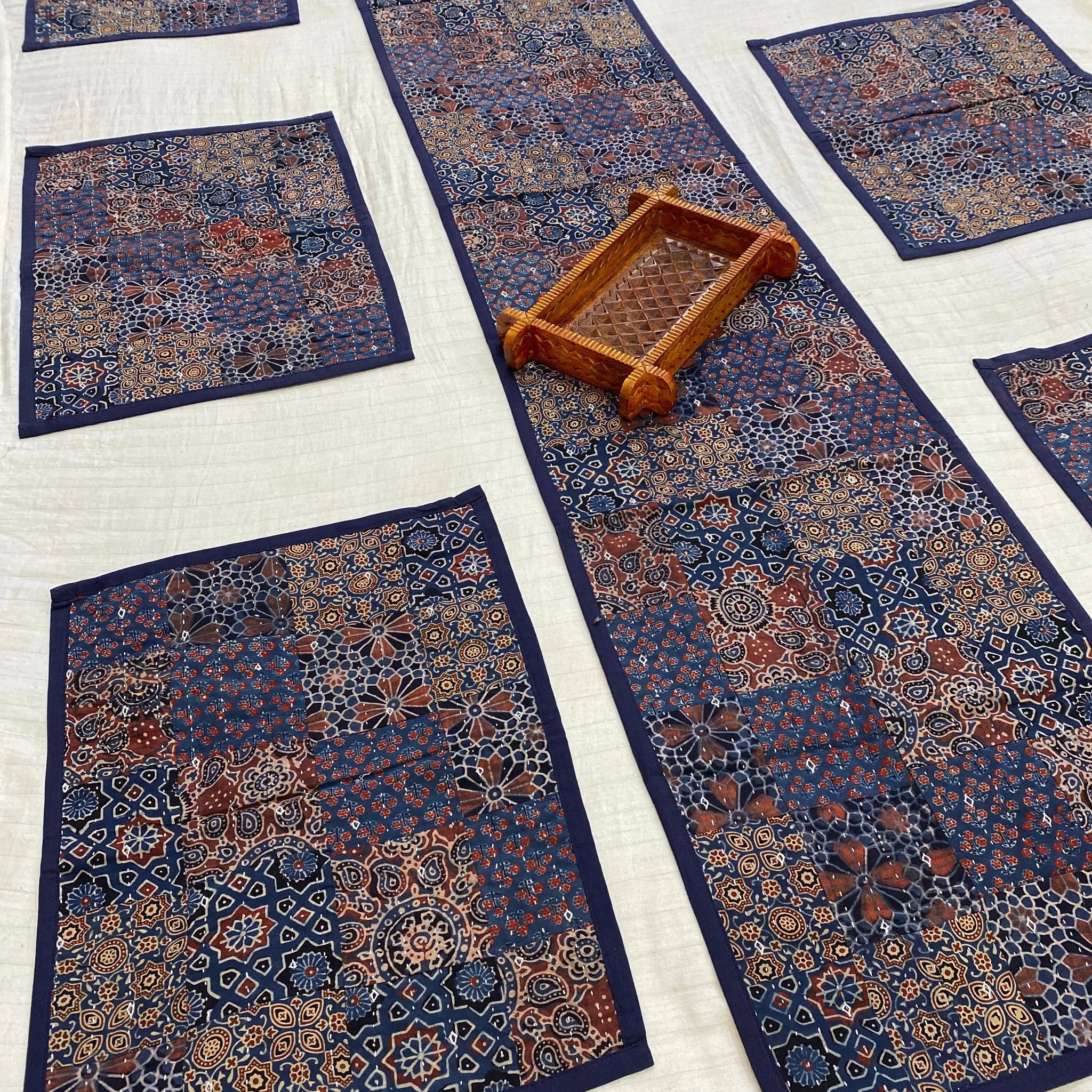 Ajarakh Patchwork Dining Runner Set RAKHIYO