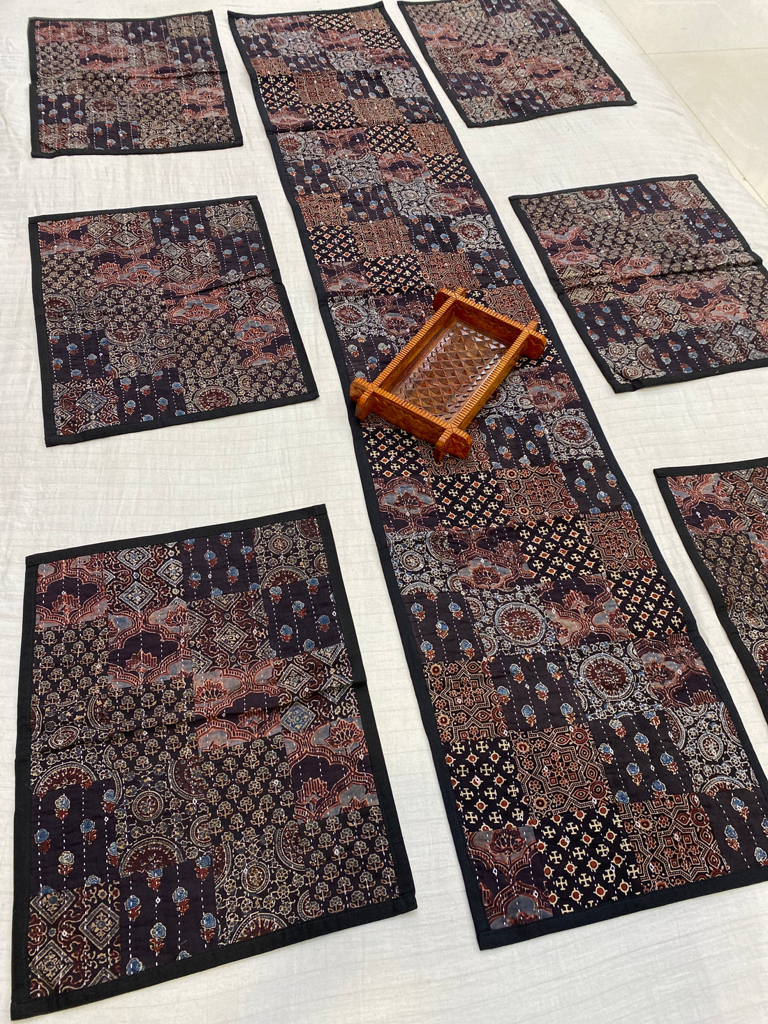 Ajarakh Patchwork Dining Runner Set