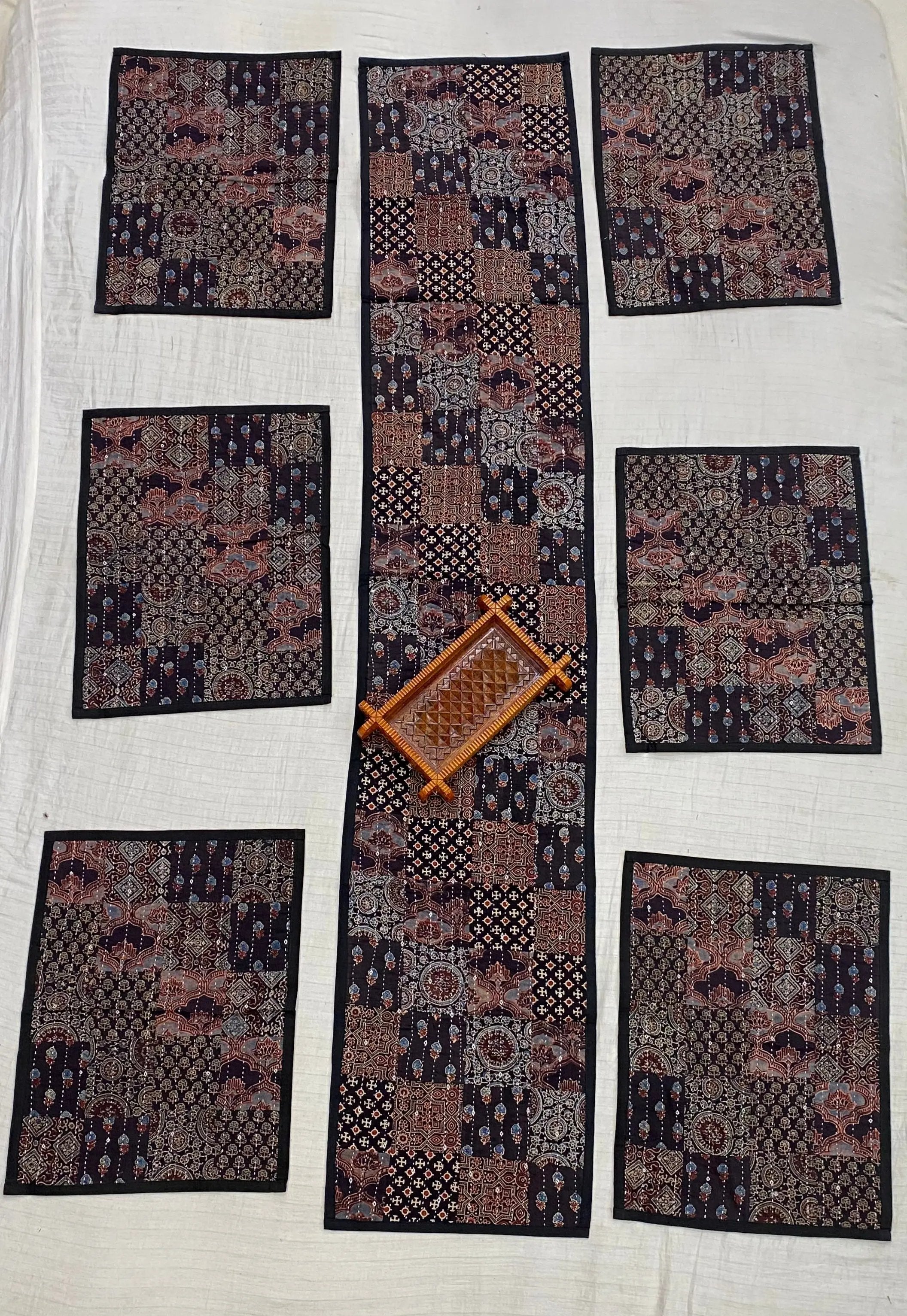 Ajarakh Patchwork Dining Runner Set RAKHIYO