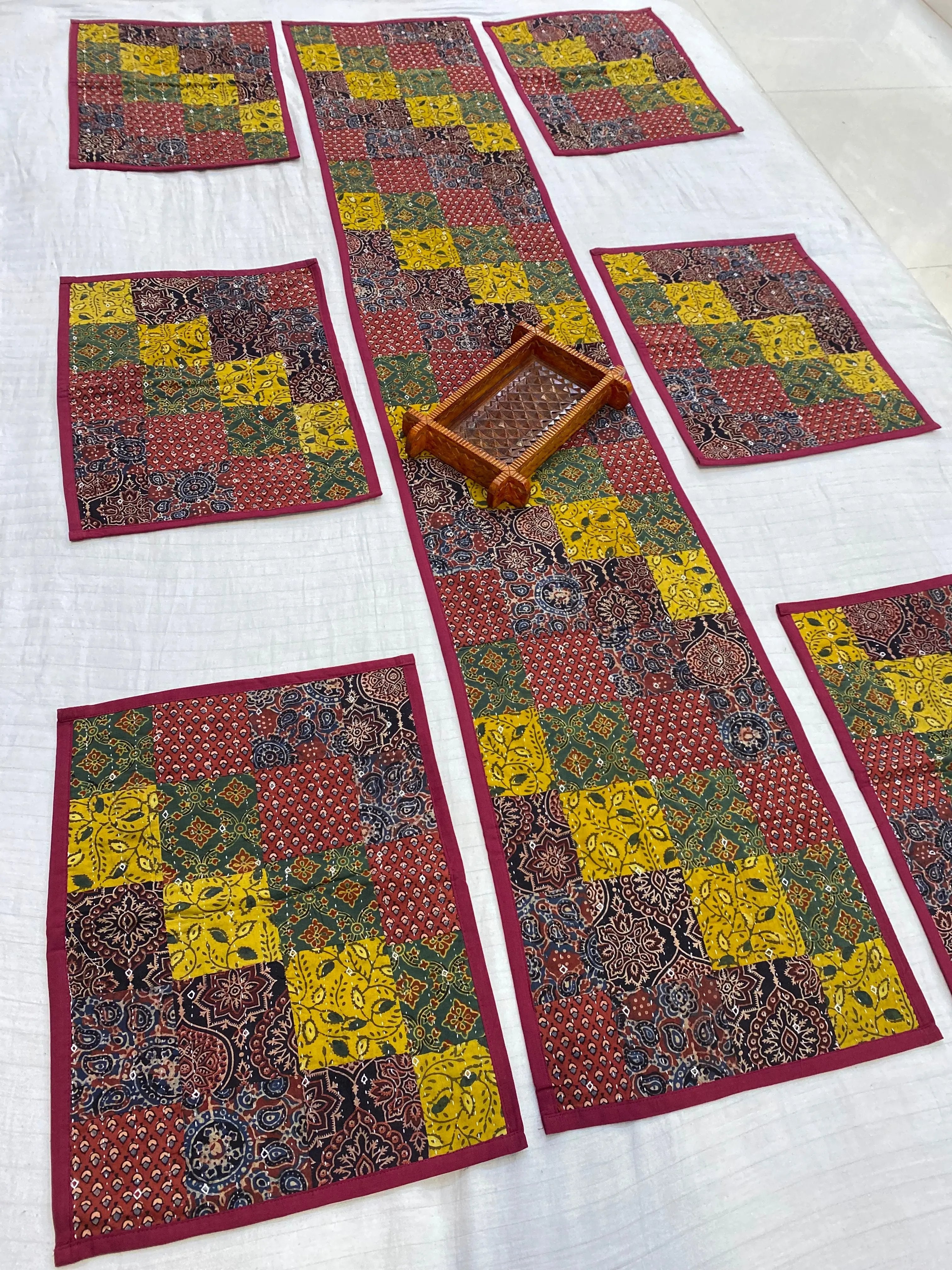 Ajarakh Patchwork Dining Runner Set RAKHIYO