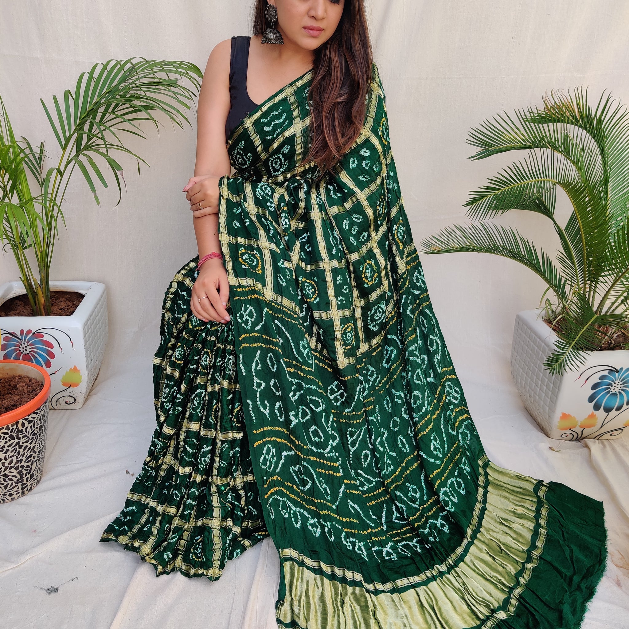 Bandhej Garchola Gaji Silk Saree