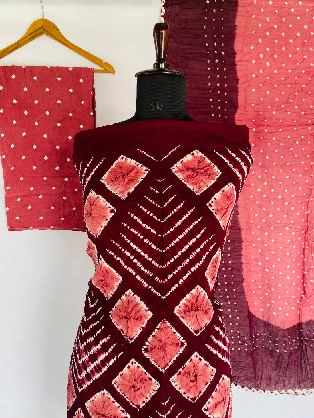 Bandhani & Sibori Cotton Satin Suit Material