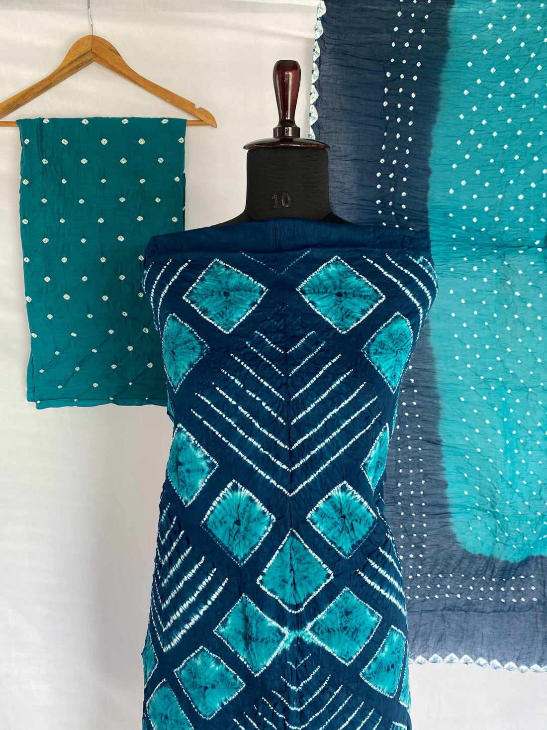 Bandhani & Sibori Cotton Satin Suit Material