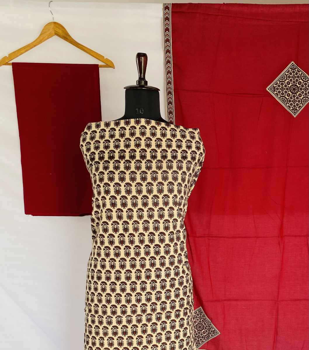 Ajarakh Patchwork Dupatta Cotton Suit Material