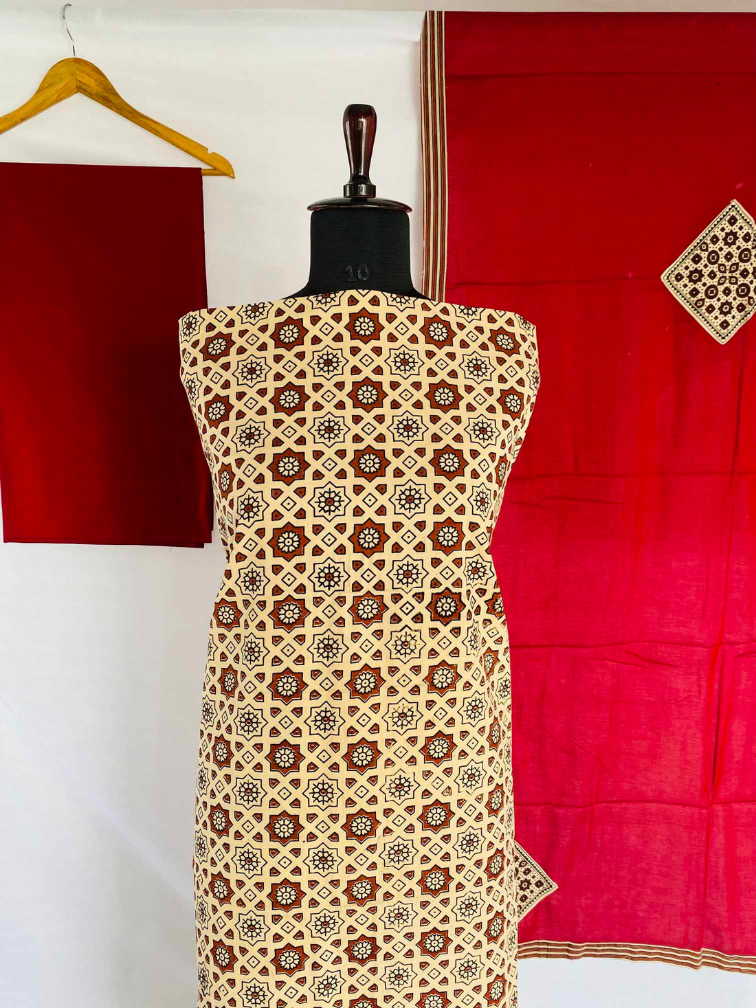 Ajarakh Patchwork Dupatta Cotton Suit Material