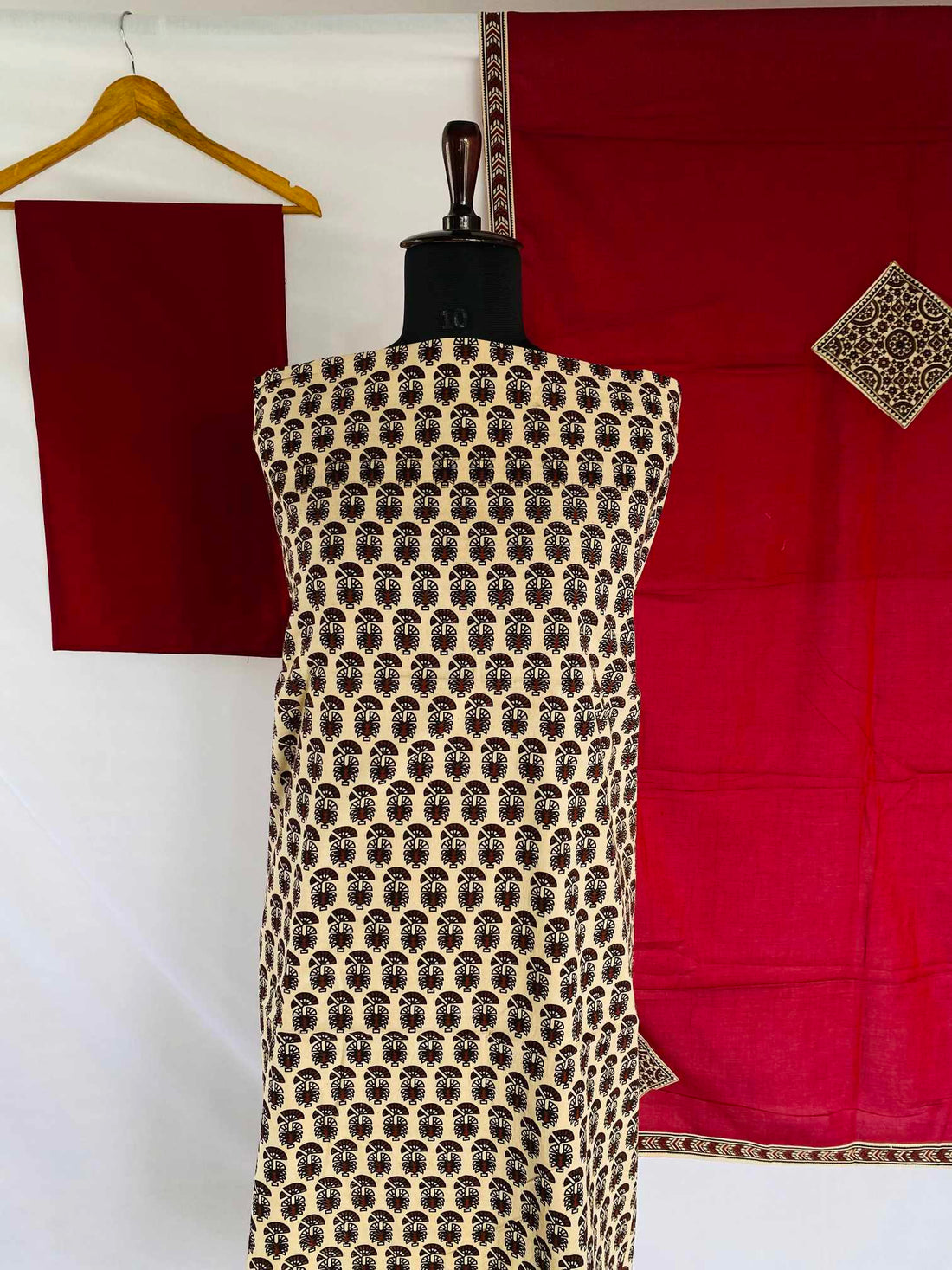 Ajarakh Patchwork Dupatta Cotton Suit Material