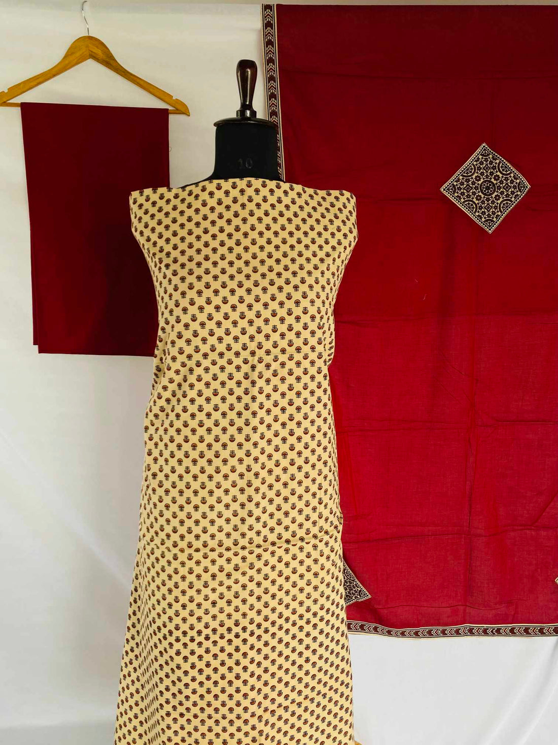 Ajarakh Patchwork Dupatta Cotton Suit Material