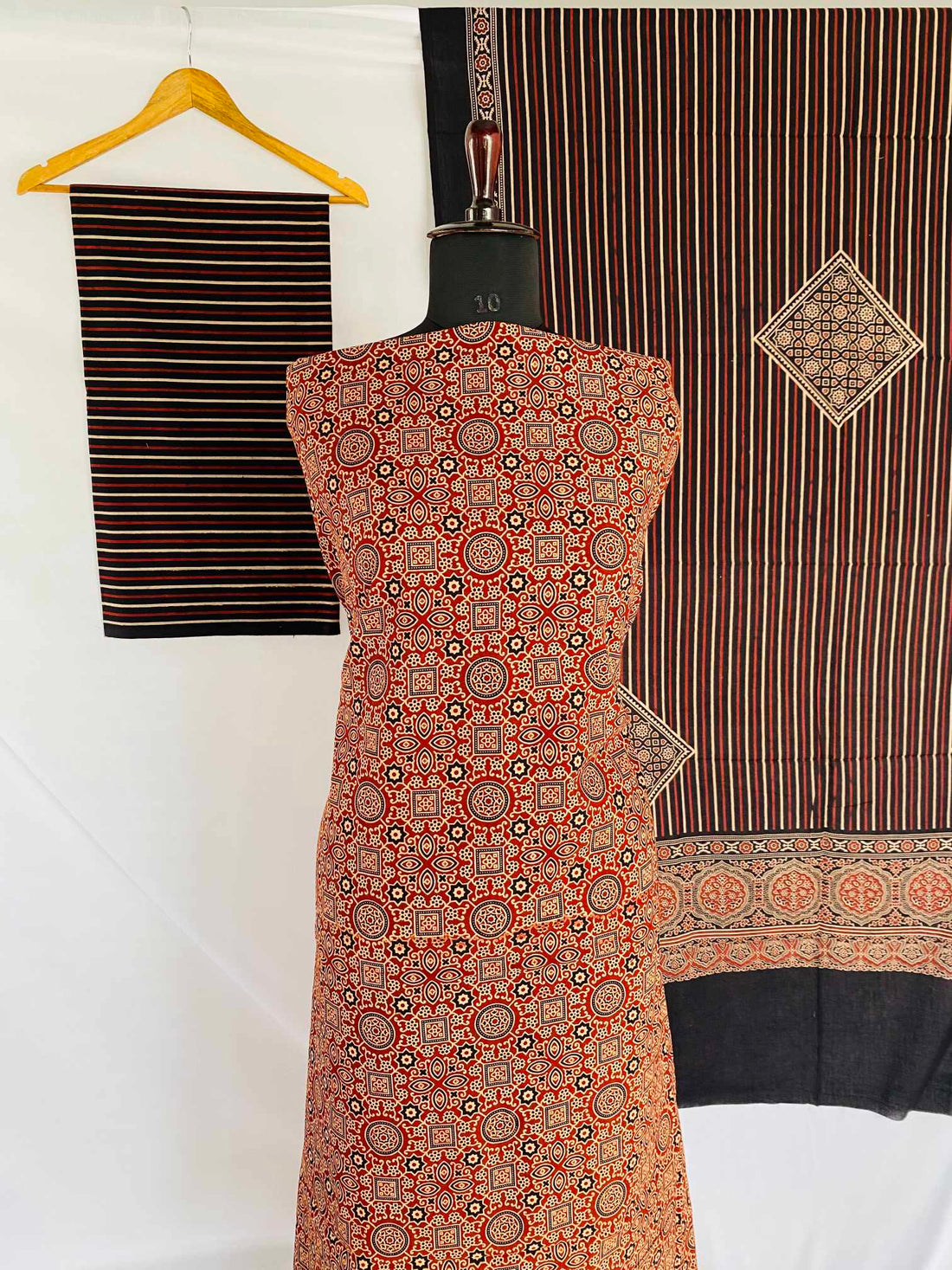 Ajarakh Vegetable Dyed Cotton Suit Material