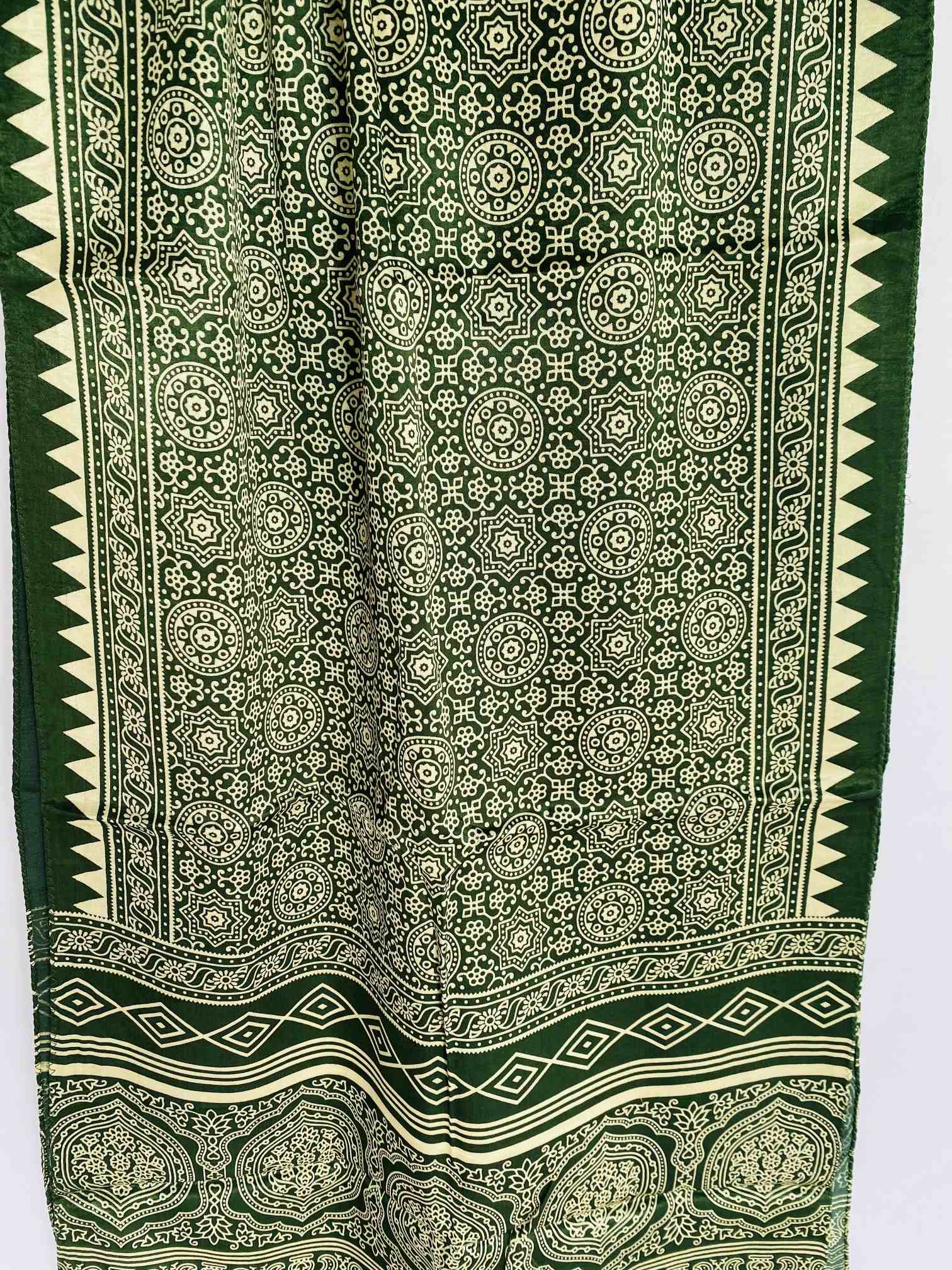 Green Ajarakh Mashroo Silk Stoles